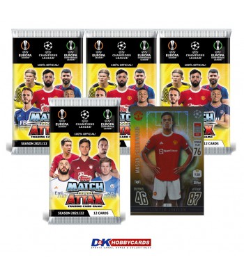 Topps Match Attax Champions League 2021/2022 GOLD Limited Edition Mason Greenwood (Manchester United) + 4 kaardipakki 